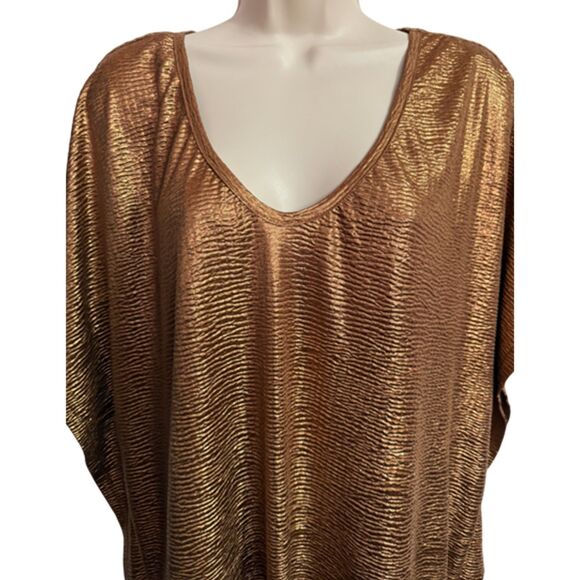 Seven7 Cooper Gold Metallic Kimono Short Sleeve Top Size 2X - Picture 4 of 10